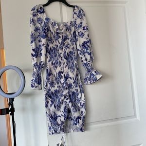 Blue and white floral dress, size small